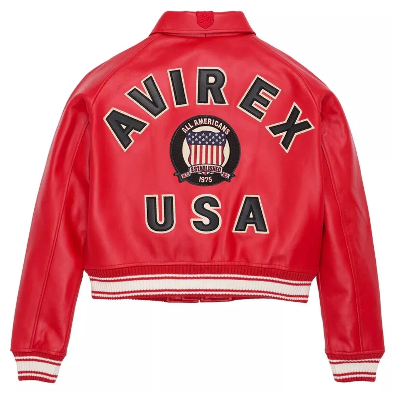 New Womens Cropped Avirex Leather Jacket Military Bomber Avirex Jacket