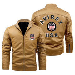 AVIREX Cold Steel Moto Jacket Vintage Leather, Stand Collar, Urban Warrior Cut