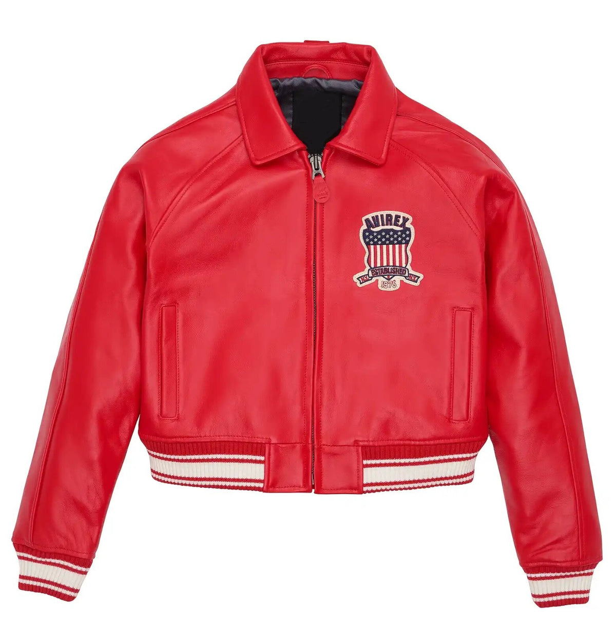 New Womens Cropped Avirex Leather Jacket Military Bomber Avirex Jacket