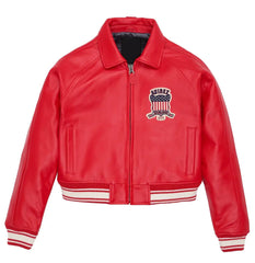 New Womens Cropped Avirex Leather Jacket Military Bomber Avirex Jacket