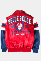 Pelle Pelle Men's LEATHER ARCHES JACKET SODA CLUB RED BLUE