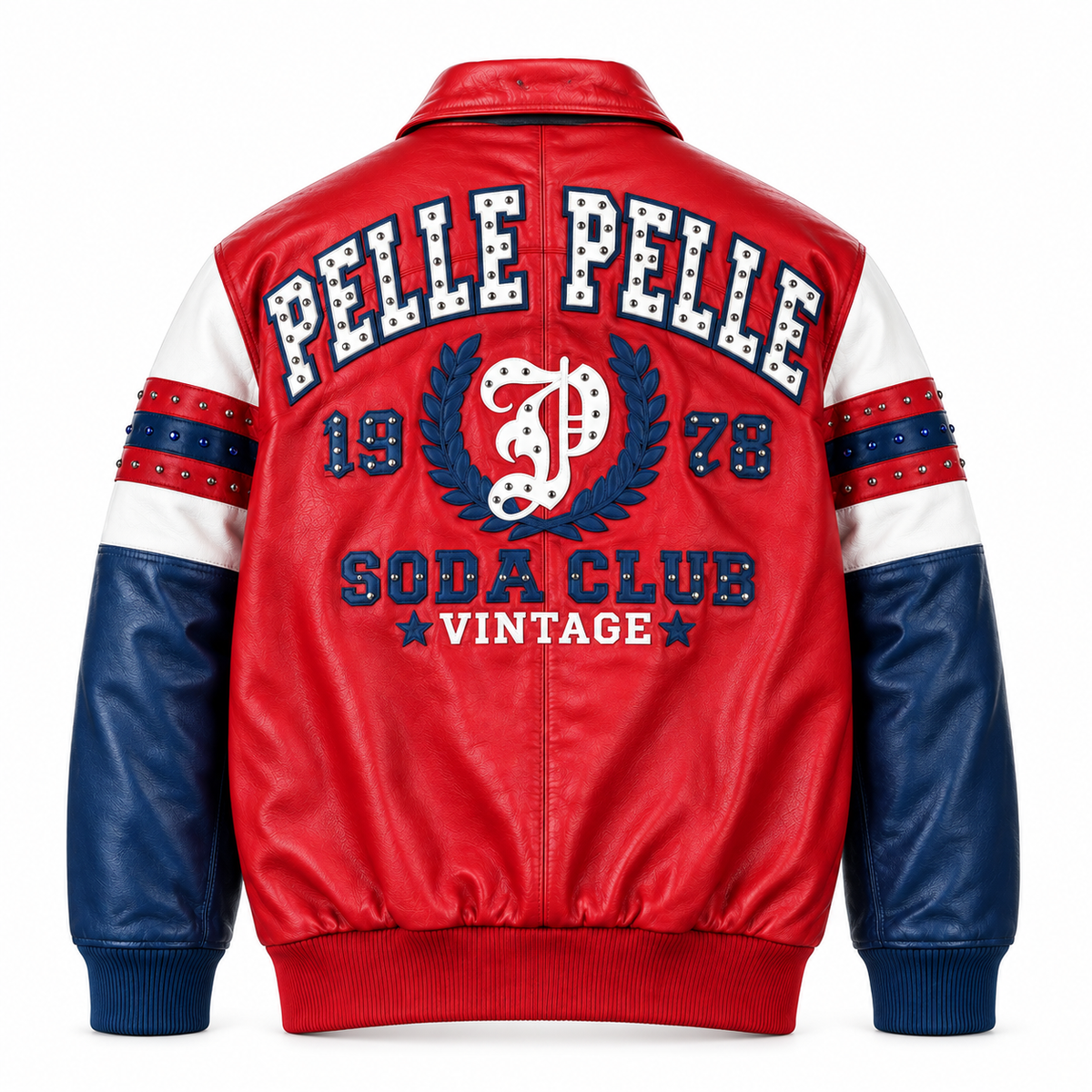 Pelle Pelle Men's Leather Arches Jacket – Soda Club Red & Blue