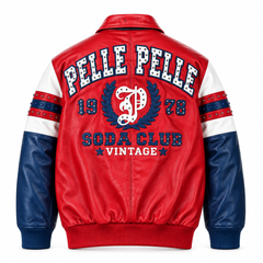 Pelle Pelle Men's Leather Arches Jacket – Soda Club Red & Blue
